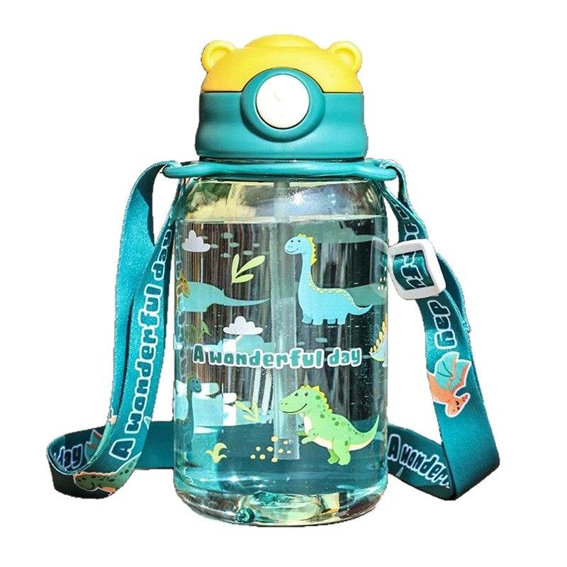600ml Kids Water Sippy Cup Kids Water Bottle with Straw and Handle Portable Drinking Bottle Cup Children Outdoor Cups - AIAZ