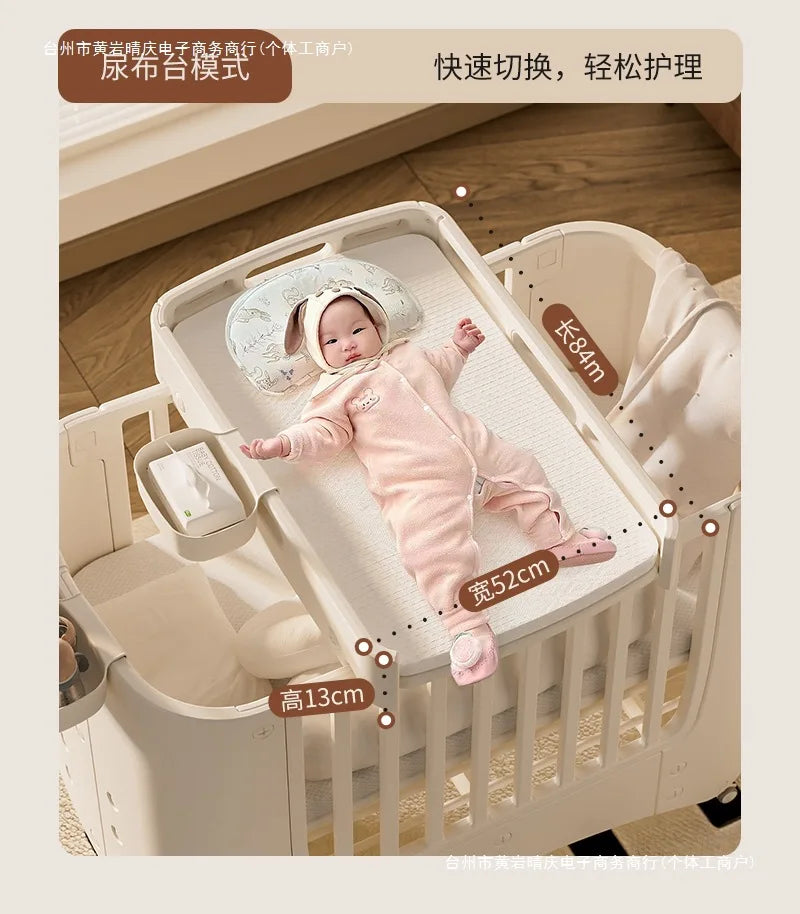 Crib Adjustable Movable Splicing Game Bed Baby Multifunctional Diaper Table