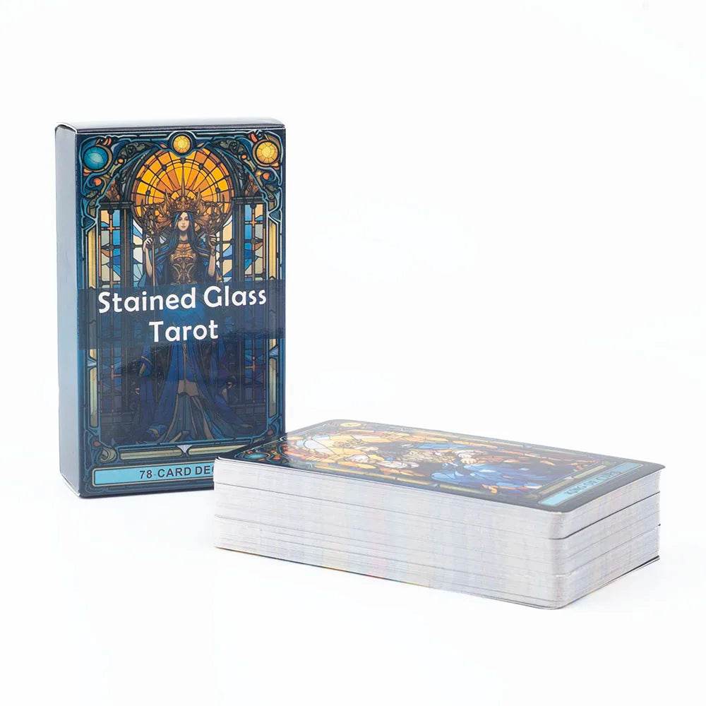 Stained Glass Tarot A 78-Card Deck Leisure Entertainment Game Card Family Gathering Divination Board Playing Games 10.3*6Cm - AIAZ