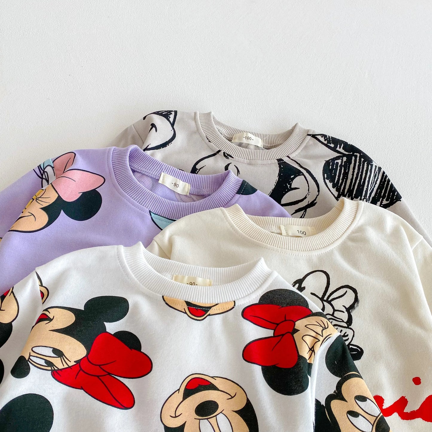 Full-print Disney Cartoon Long Sleeve Sweatshirts Set Popular Design Loose Fashion Hoodie + Sweatpants 2pc/set Kids Clothing