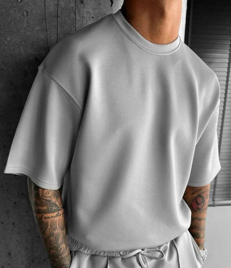Men 2025 summer fashion sports design sense simple casual solid color quick drying short-sleeved T-shirt trend clothes - AIAZ