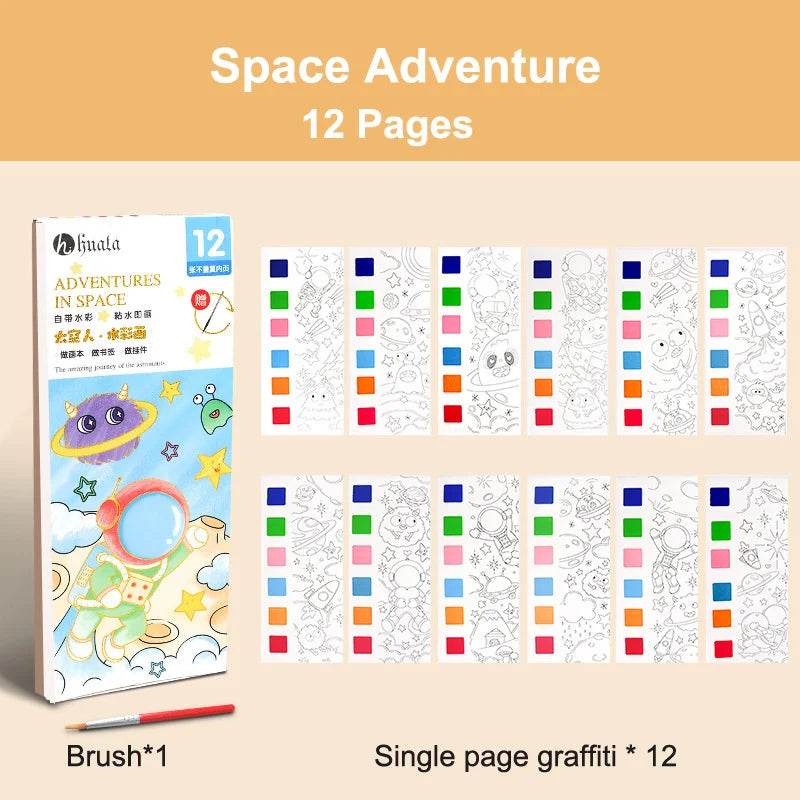 12Pages Coloring Books Portable Watercolor Painting Book Graffiti Picture Books Painting Drawing Toys For Children Gift - AIAZ