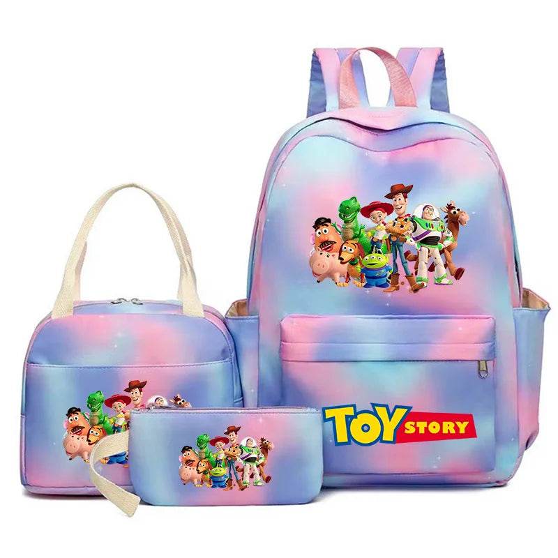 Toy Story Colorful Backpack Set With Tote and Pouch Large Capacity Lightweight And Breathable Outdoor Knapsack School Bags - AIAZ
