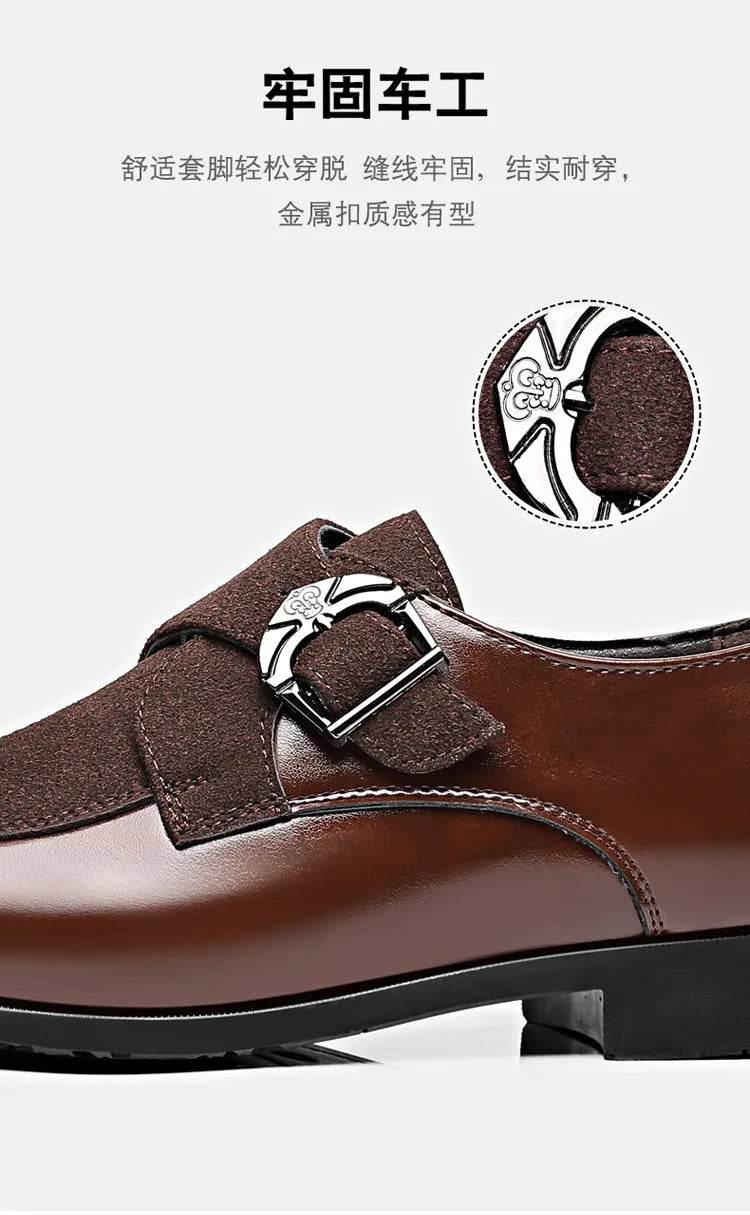 Casual Business Shoes for Men Point Toe Men Dress Buckle Shoes Luxury Men's Wedding Formal Shoes Derby Party Oxford Footwear - AIAZ