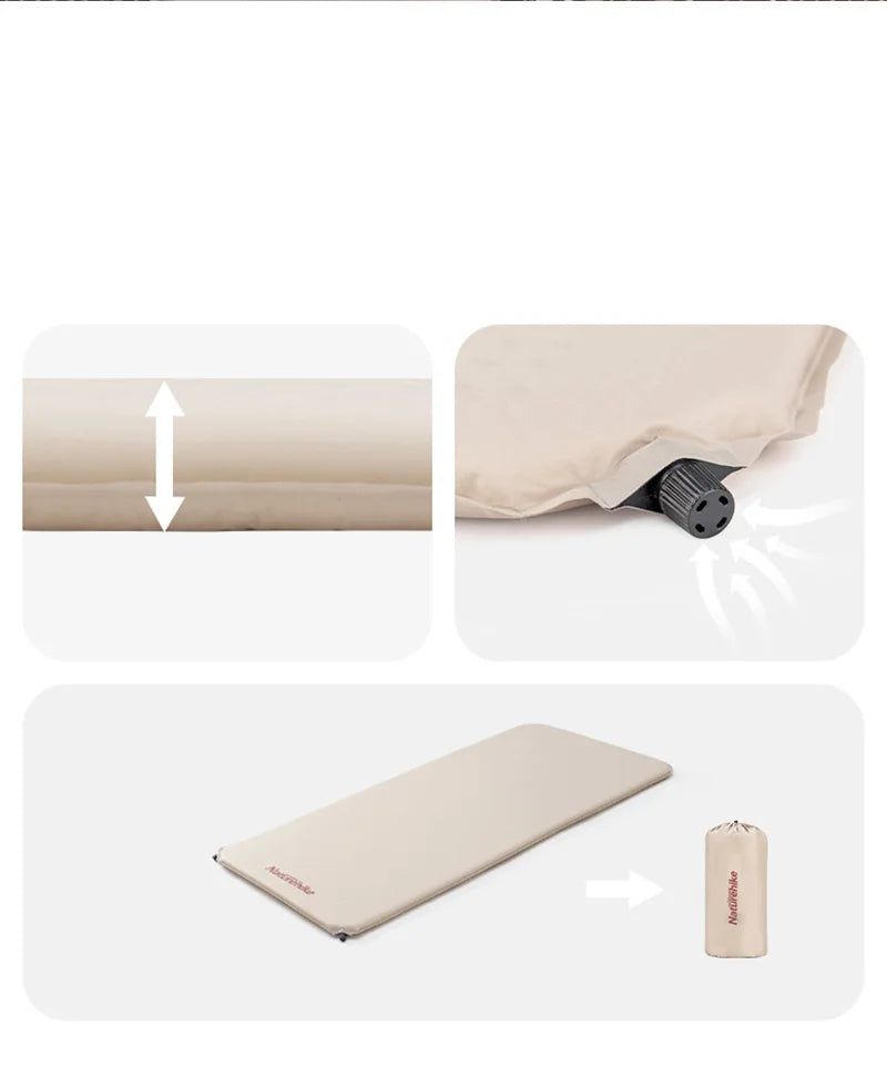 Naturehike 2025 New Self Inflating Air Mattress 6cm Thicken Ultralight Picnic Sleeping Pad Folding Outdoor Camping Air Mat