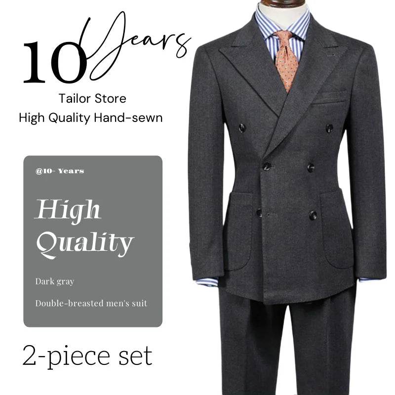 New Men's Suit 2 Piece Blazer Solid Color British Style Formal Business Work Clothes Party Groom Wedding Tuxedo Custom Color - AIAZ