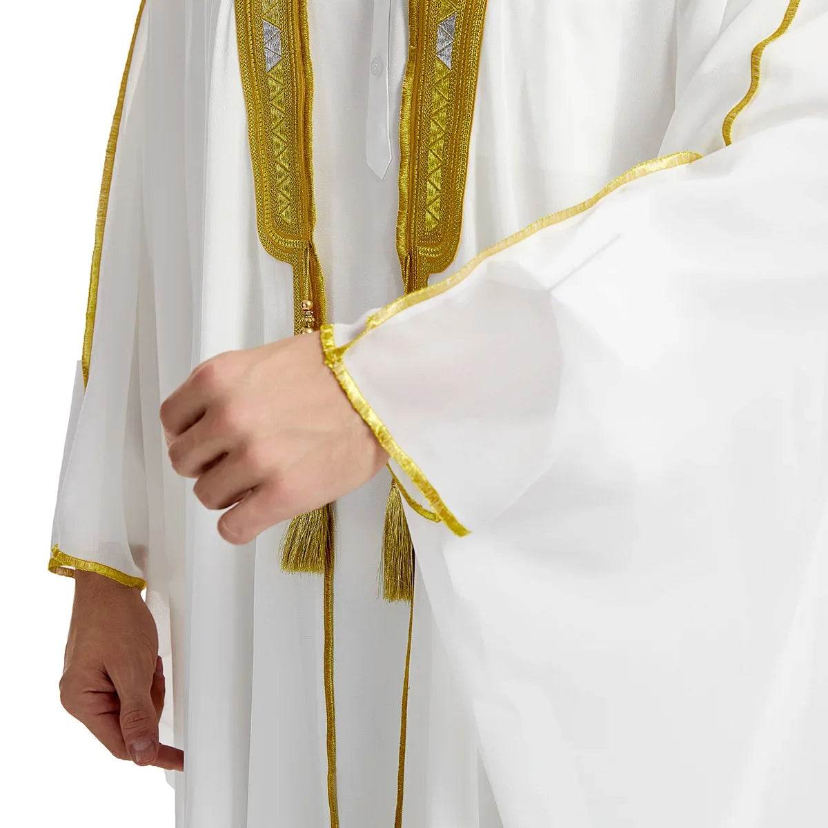 Islamic Clothing Men Robe Arabic Costumes Kaftan Muslim Man Moroccan Casual Long Dress Striped Middle East National Costume - AIAZ
