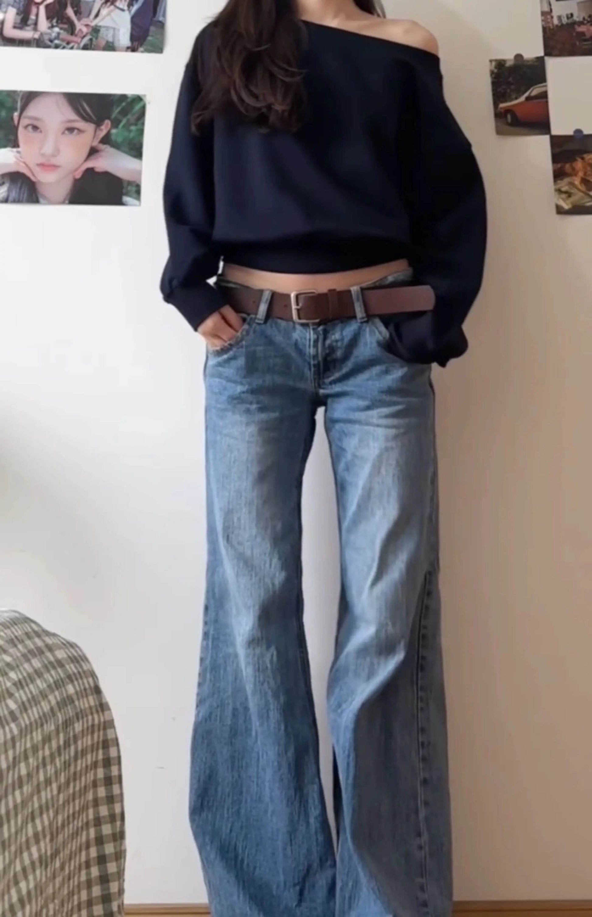 Autumn Winter Women Vintage Old Money Baggy Flare Jean Japanese Y2K Streetwear Denim Pants Grunge Bell-Bottom High Street Korean - AIAZ