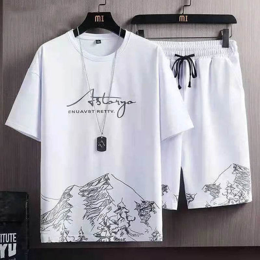 Men's Casual Sport Ice Silk Suit Printed Sweatshirt Sweatpants Outdoor Jogging Sports Basketball Training Fitness 2 Piece Suit - AIAZ