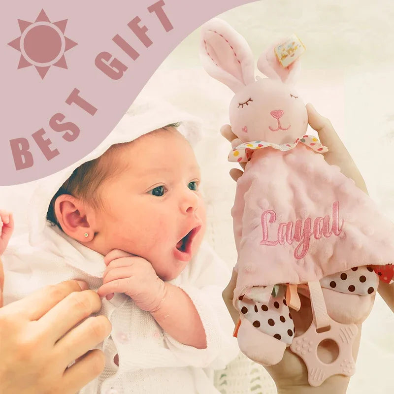 Personalized Name Baby Knitted Blanket Set Infant Cotton Blanket with Soft Comforter Toy&Percifer Baby Shower Gifts Bith Gift