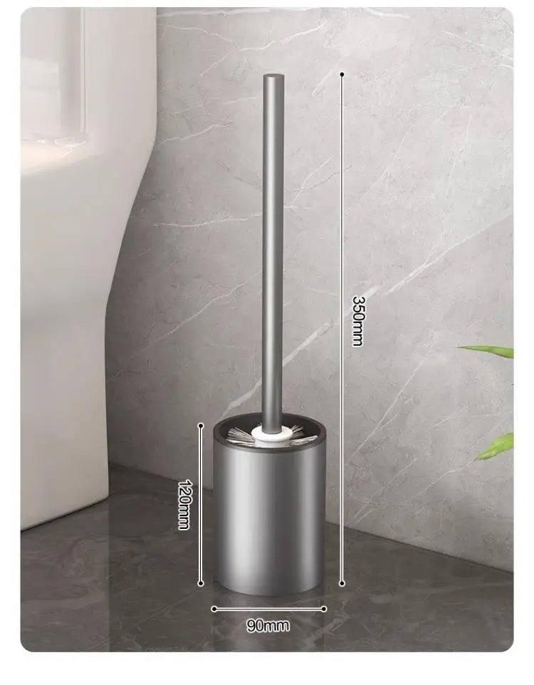 Toilet brush holder, no punching space aluminum wall-mounted toilet cleaning brush, easy to clean, toilet brush for bathroom