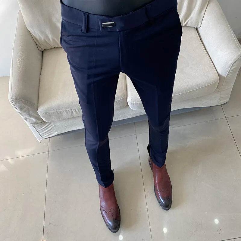 Men Dress Pants 2025 Autumn New Suit Pants Solid Business Casual Straight Slim Fit Trouser Formal Pantalones Hombre Men Clothing - AIAZ
