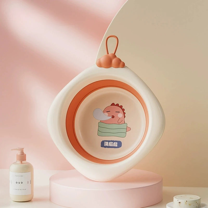 Folding Baby Washbasin Safe Material Cute Cartoon Style Thick and Easy To Fold Easy To Store Without Deformation