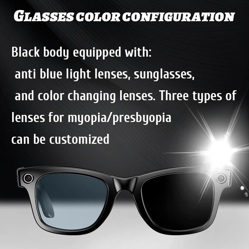 LIGE AI Smart Glasses With 800W HD Video Sport Sunglasses Bluetooth Call Voice Assistant Music Player Smart Glasse For Men Women