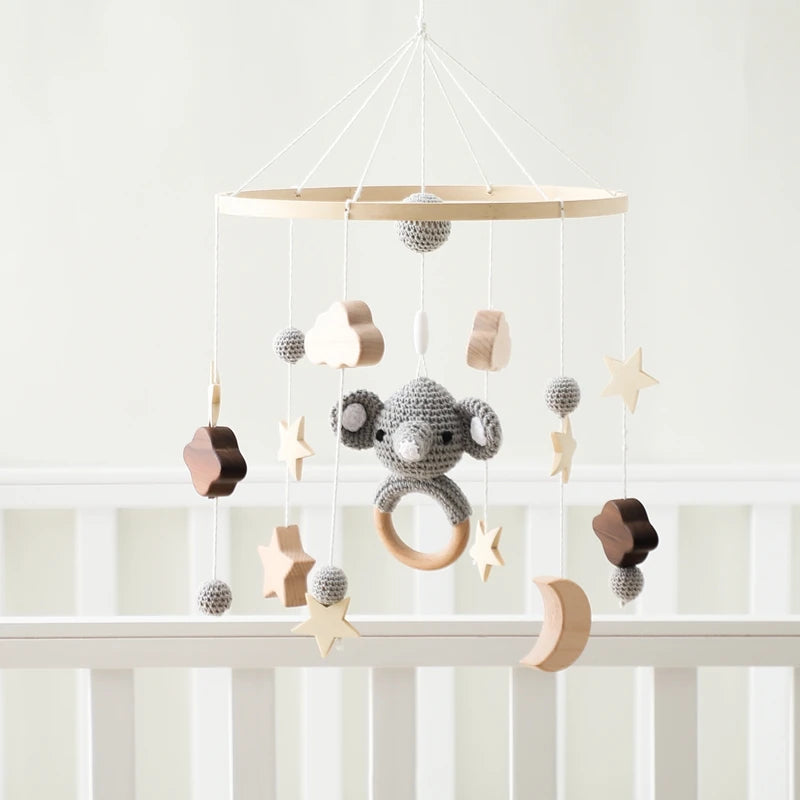 3pc/set Baby Wooden Bed Bell Bracket Mobile Hanging Rattles Toy Hanger Baby Crib Mobile Bed Bell Wood Toy Holder Arm Bracket
