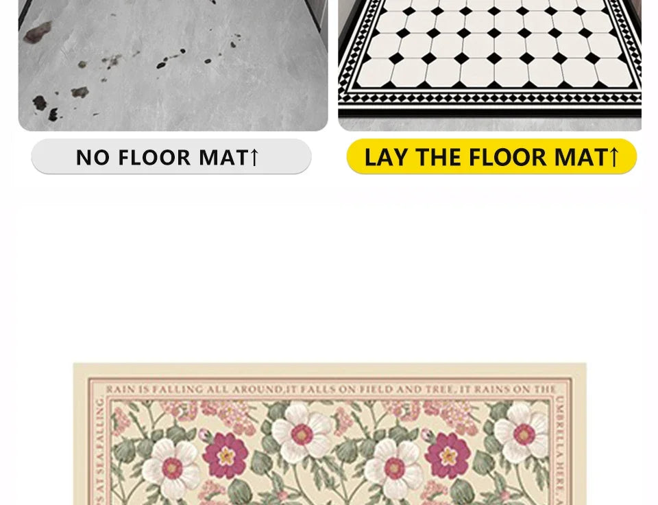 Kitchen Floor Mat Pvc Leather Waterproof Carpet Oil-proof Floral Rug Home Decoration Long Foot Mats Alfombra De Cocina 주방매트