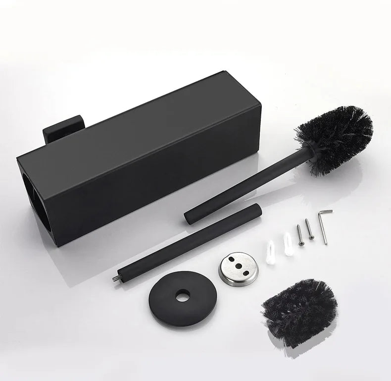 Square toilet brush, 304 stainless steel floor-mounted toilet brush, bathroom toilet punch odor-proof long tube wall-mounted