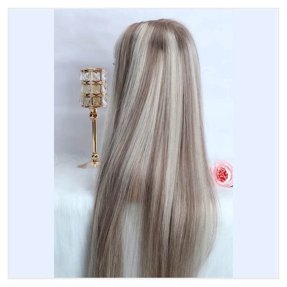 Ash Blonde Wig Highlight 13x6 Hd Lace Frontal Wigs Straight Vietnamese Raw Hair Wig 613 Blonde Colored Human Hair Wigs For Women - AIAZ