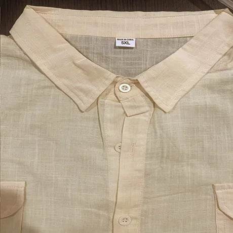 Shirts for Men Handmade Shirt Man Double Pocket Shirt Short Sleeve Men Shirt Linen Shirts for Men Men Cotton Shirt Short Sleeve - AIAZ