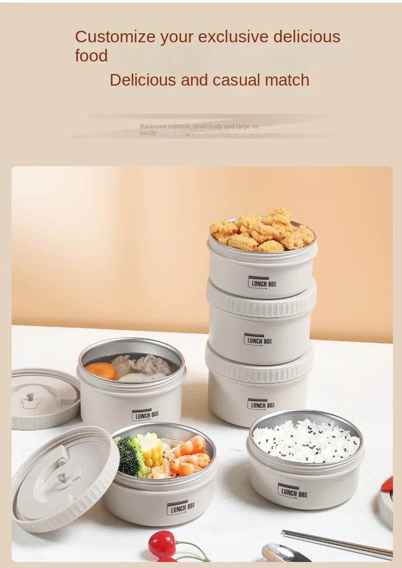 Lunch Box Portable Insulated Lunch Container Set Stackable Bento Stainless Steel Lunch Container - AIAZ