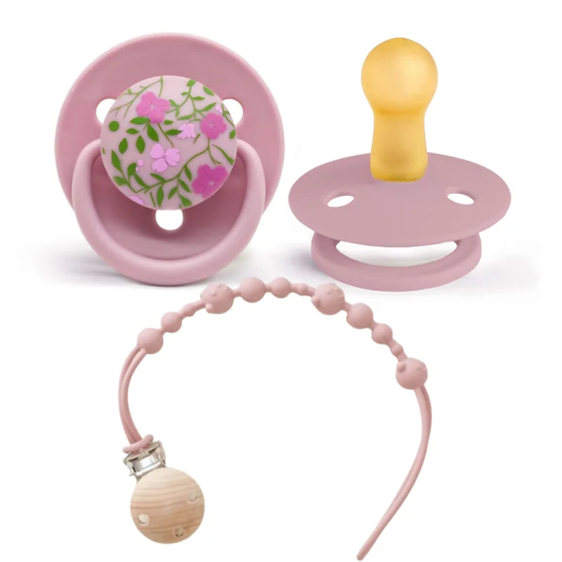 0-36 months macaron color baby silicone pacifier + pacifier chain, food grade material children's chewing fun