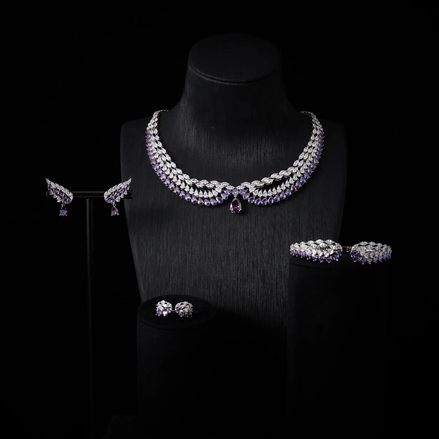 241203 Luxury Bridal Cubic Zirconia Necklace Set for Women Dubai Jewelry Sets  Wed Jewelri Wedding & Engagement musulman ens
