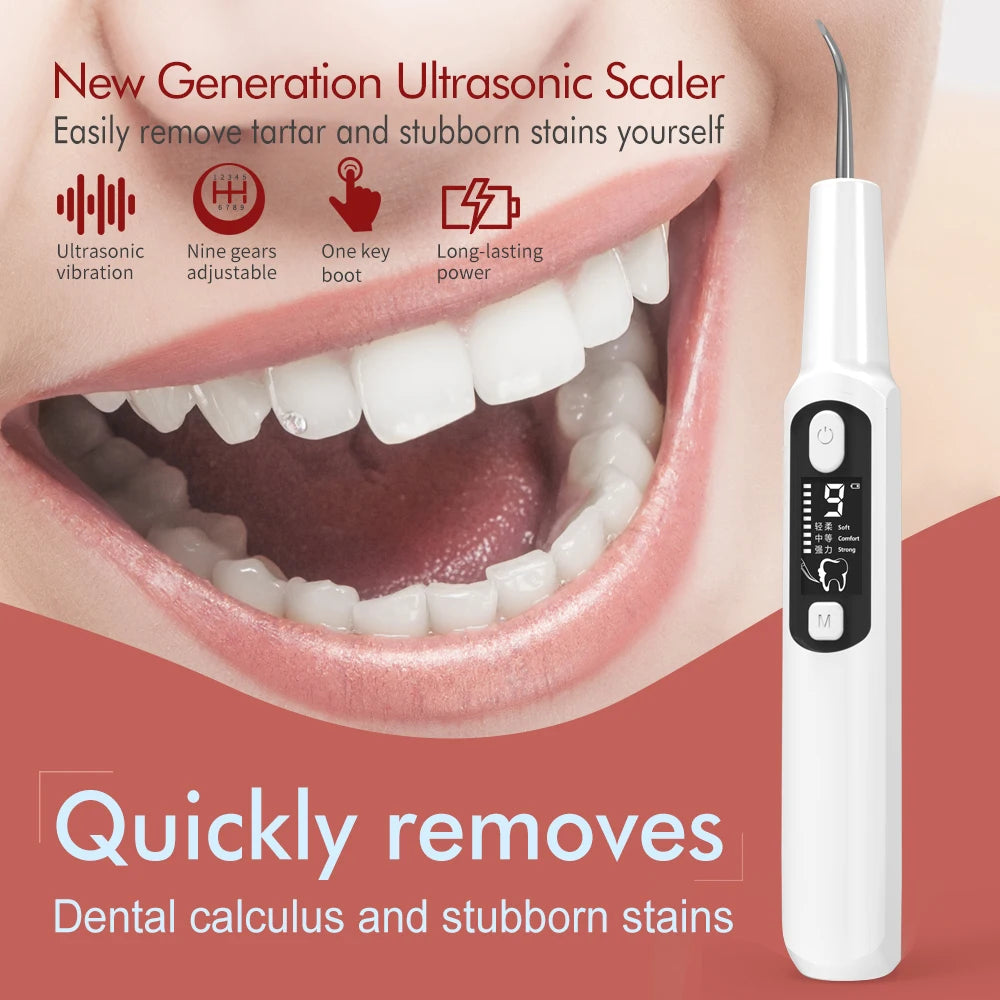 Electric Sonic Dental Calculus Scaler Oral Teeth Tartar Remover Plaque Stains Cleaner Removal Tooth Whitening Portable with LED