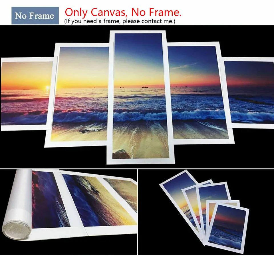 Landscape Canvas Posters Home Decor 5 Pieces Natural Lake Paintings Wall Art Scenery Pictures Modular Living Room Decor Unframed