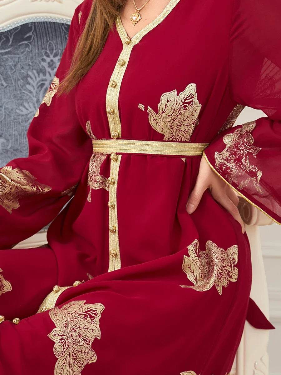 Morocco Dress For Women 2022 Autumn Muslim Abaya Fashion Dubai Abayas Iron Button Belted Kaftan Split Hem Party Dresses Vestidos - AIAZ