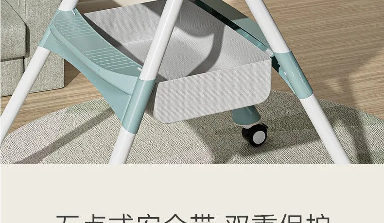 Portable Kids Dining Chair,Reinforced Steel Frame Non-Slip Base,Foldable with Wheels Adjustable Tray,Multi-Use Highchair