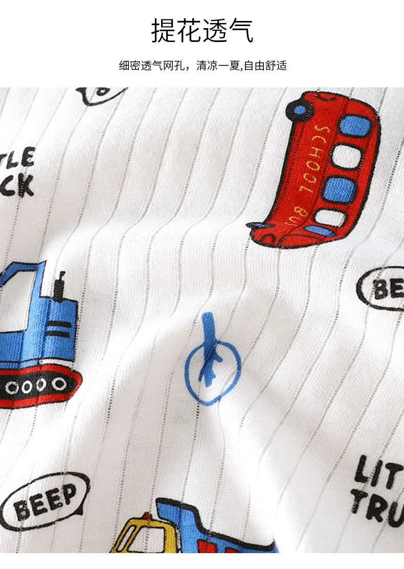 Kids Summer Pure Cotton Clothing Sets Boys Girls Cute Cartoon Short Sleeve T-Shirt Tops with Shorts Toddler Baby Casual Pajamas