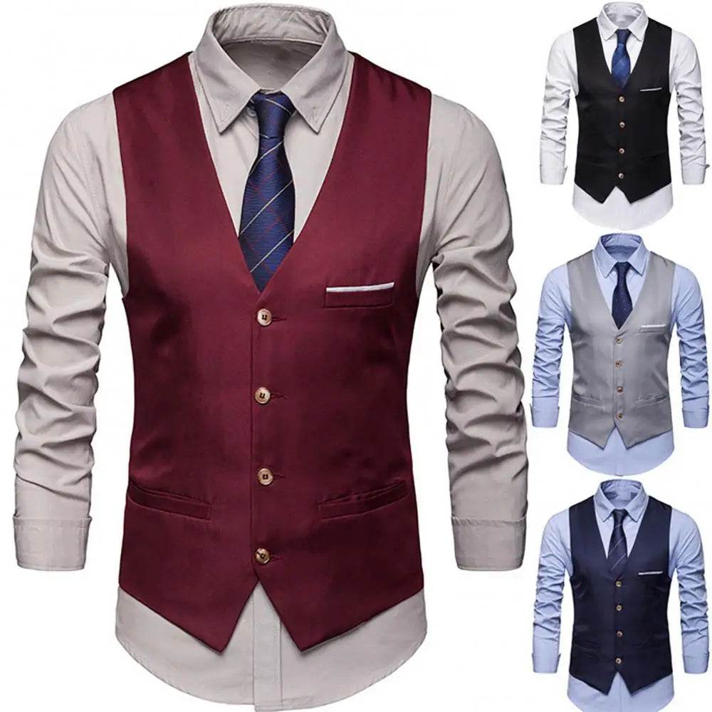 Dress Vests For Men Slim Fits Mens Suit Vest Male Waistcoat Gilet Homme Casual Sleeveless Formal Business Vest chaleco hombre - AIAZ