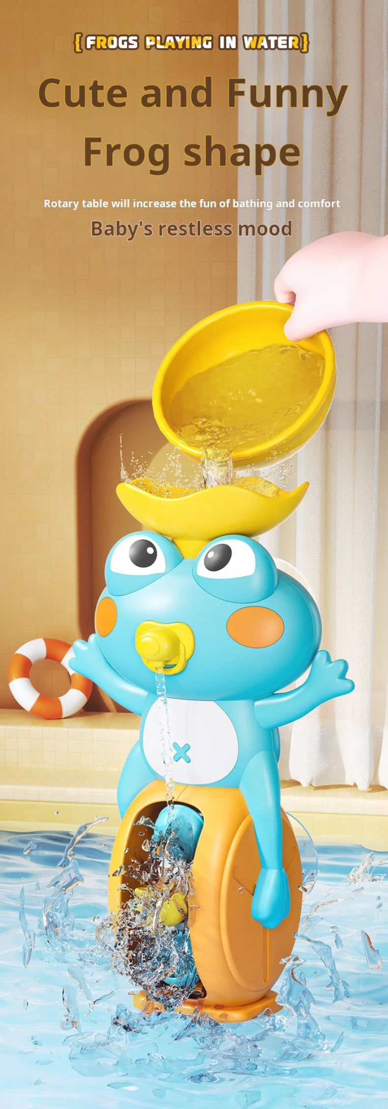 New Frog/ Bird Waterwheel Bath Toy for Children Kid Water Play Game in Shower Montessori Gift Spinner with Suction Cup Bathroom