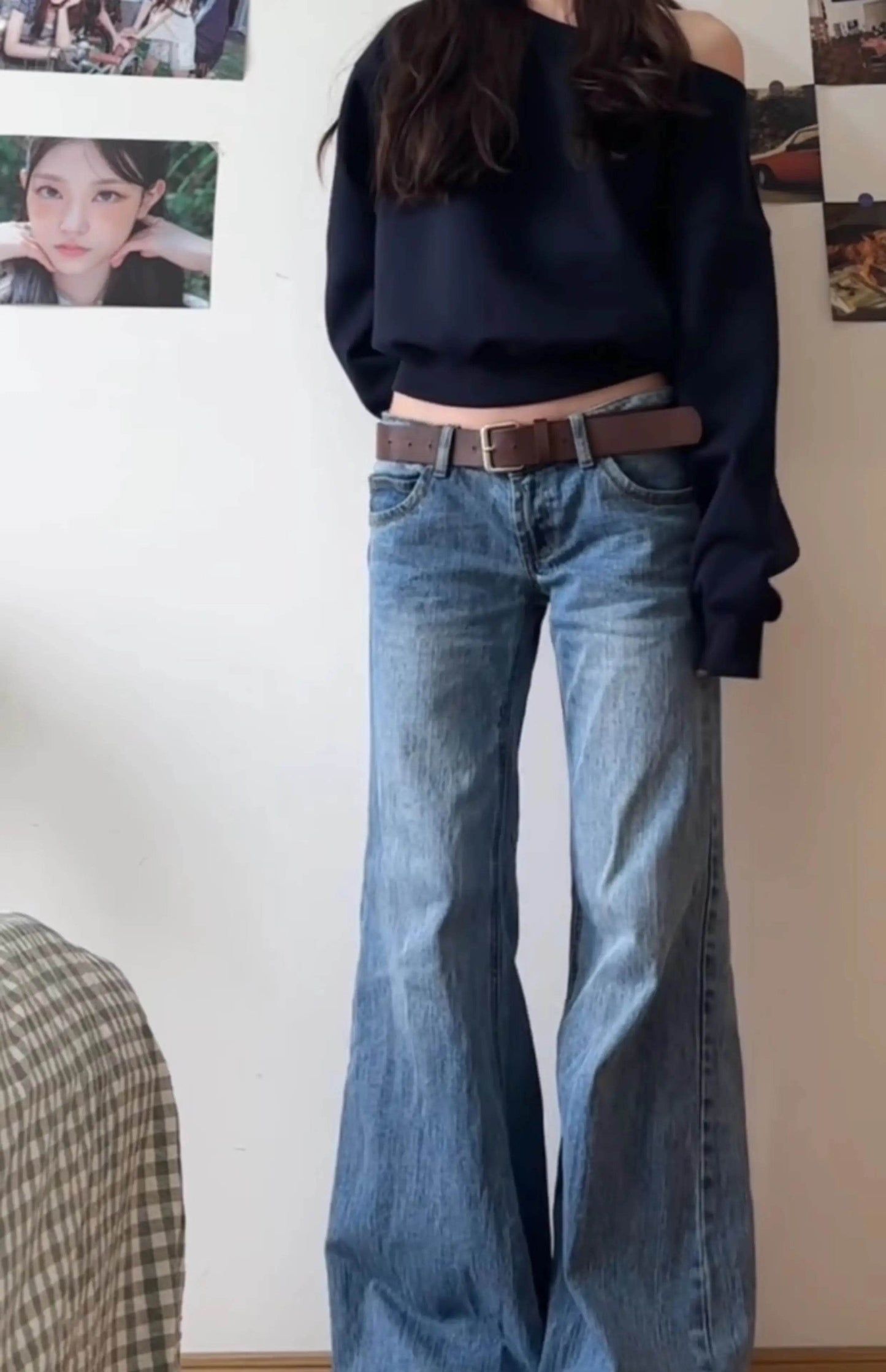 Autumn Winter Women Vintage Old Money Baggy Flare Jean Japanese Y2K Streetwear Denim Pants Grunge Bell-Bottom High Street Korean - AIAZ