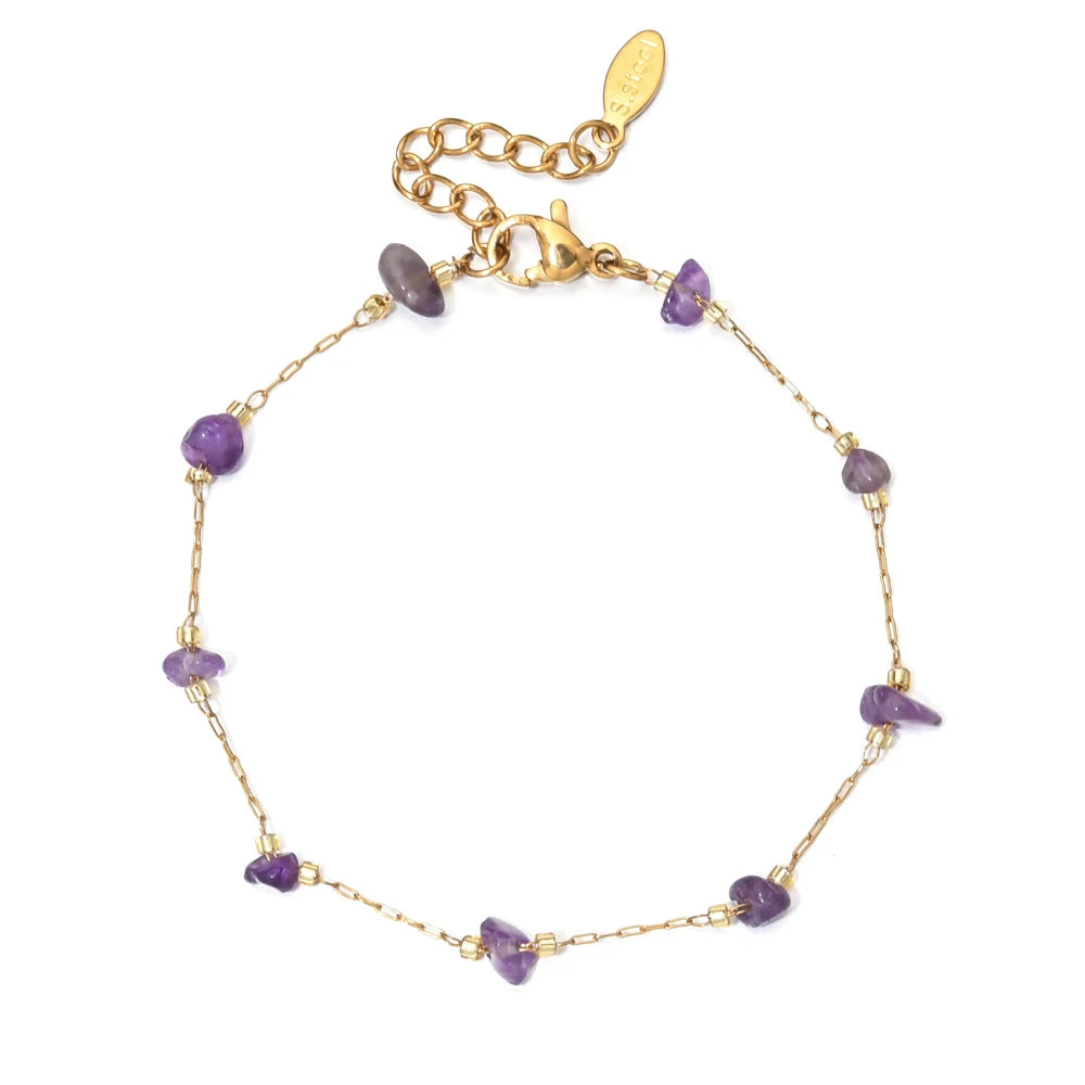 Irregular Natural Stone Stainless Steel Chain For Women Gilrs Gold Color Bracelet Femme Summer Jewelry Gift Adjustable for Women