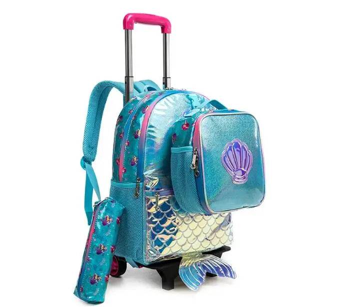 School Wheeled backpack Bag School bag with wheels Trolley Satchel bag Kids School Rolling backpack for girls School Trolley Bag - AIAZ