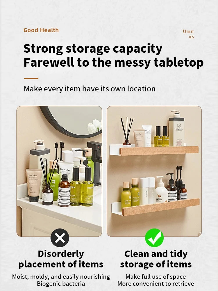 Wooden living room bathroom shelf wall mounted bathroom toilet sink shelf wall storage rack Kitchen shelf storage