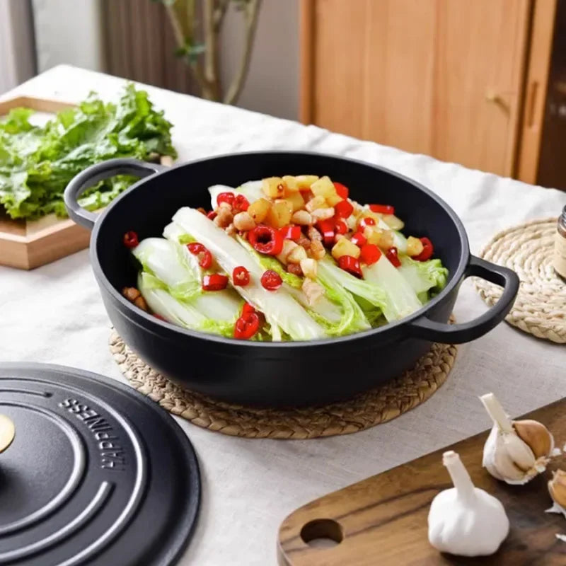 Rushed 30cm Kitchen for Queen's Pot Enamel Cast Iron Multi Functional Non Stick Stewed Pork and Chicken Soup Household Cookware
