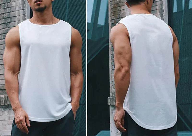Men's Clothing Bodybuilding Gym T-shirts for Men Basketball Man Sleeveless Shirt T-shirt Vest Summer Clothes Tops Tees - AIAZ