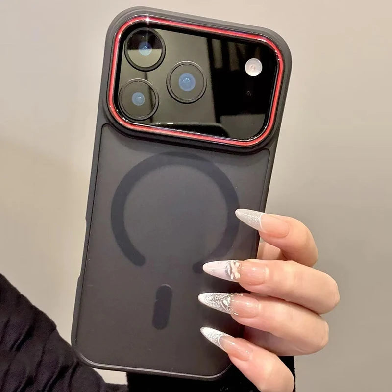 Luxury Matte Magnetic for Magsafe Phone Case for iPhone 17 Pro Max 17 Air Metal Lens Frame Cover for iPhone 16 13 14 15 Pro Max