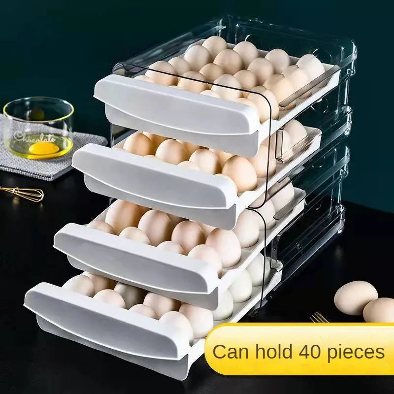 Refrigerator Egg Storage Crisper Drawer-type 40-grid Household Double-layer Egg Tray Kitchen Stackable Egg Rack