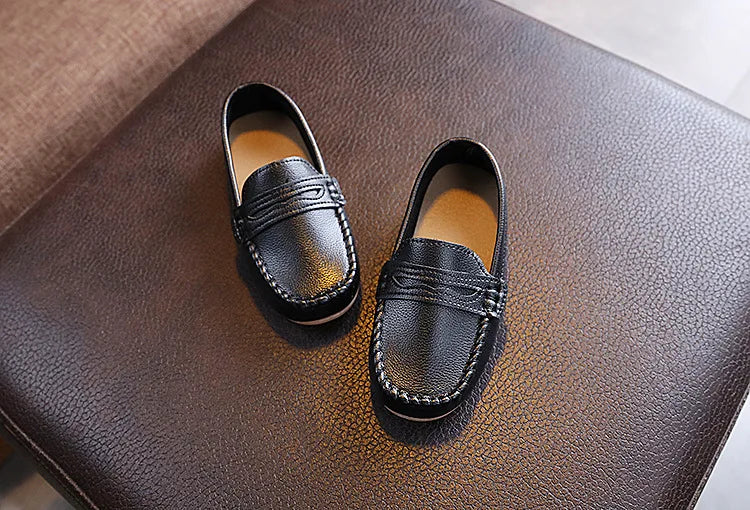Boys Shoes Spring Autumn Kids Oxfords Boys Slip-on Flats Soft PU Leather Shoes Toddler Black White Loafers For Boy