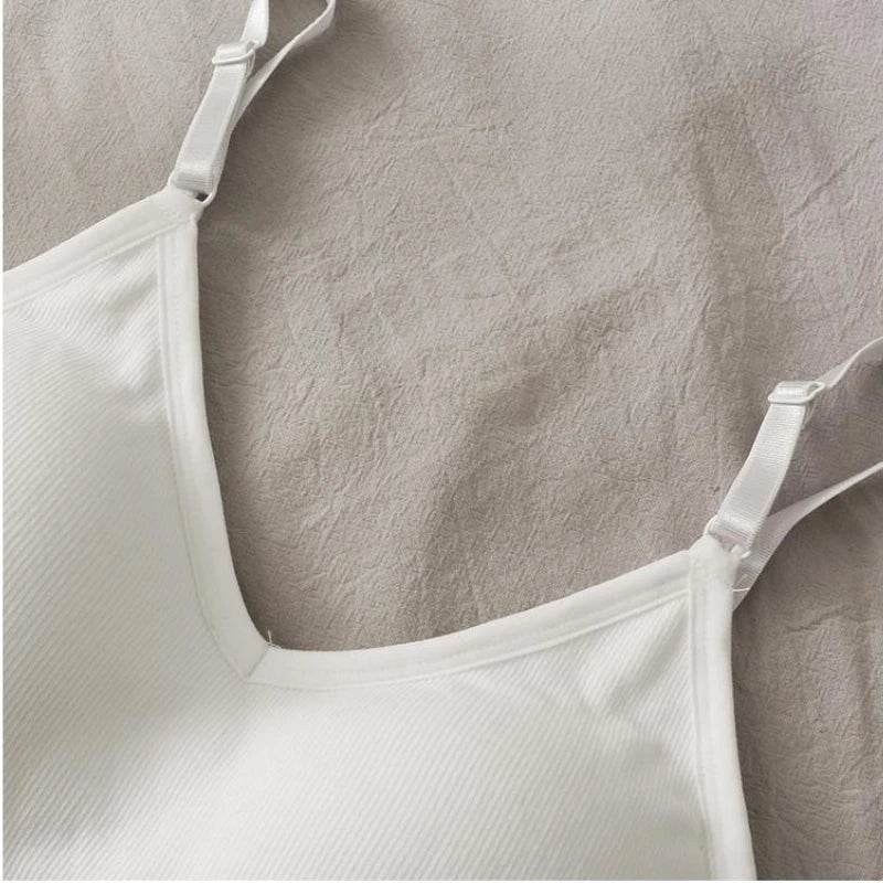 Womens Tops Sexy Tank Top Women Built In Bra Solid Color Camis for Women Crop Top Off Shoulder Sleeveless Camisole 2022 New - AIAZ