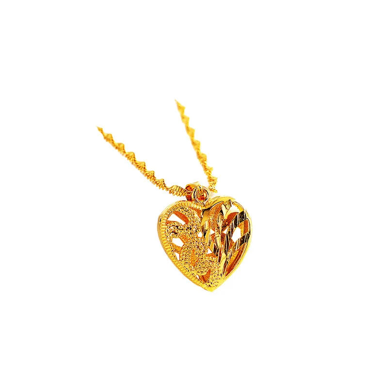 Premium real gold 24K love necklace for women light luxury fashion peach heart pendant AU999 gold jewelry for girlfriend