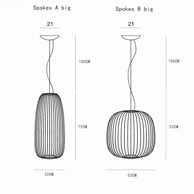 Replica Foscarini Spokes 1/2 Suspesnsion White Pendant Lamp Dining room Bar Kitchen Island Birdcage Light Italian Designer Lamp