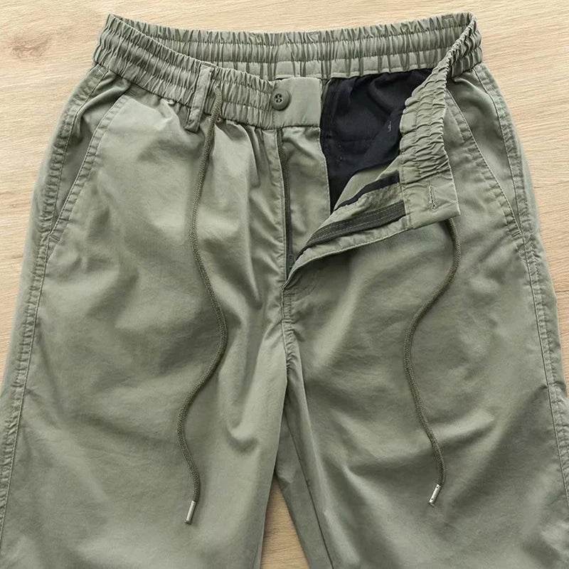 Trendy Men Pants Soft Fabric Multi Pockets Elastic Waist Spring Summer Cargo Pants Wear-resistant Jogger Trousers Simple Clothes - AIAZ