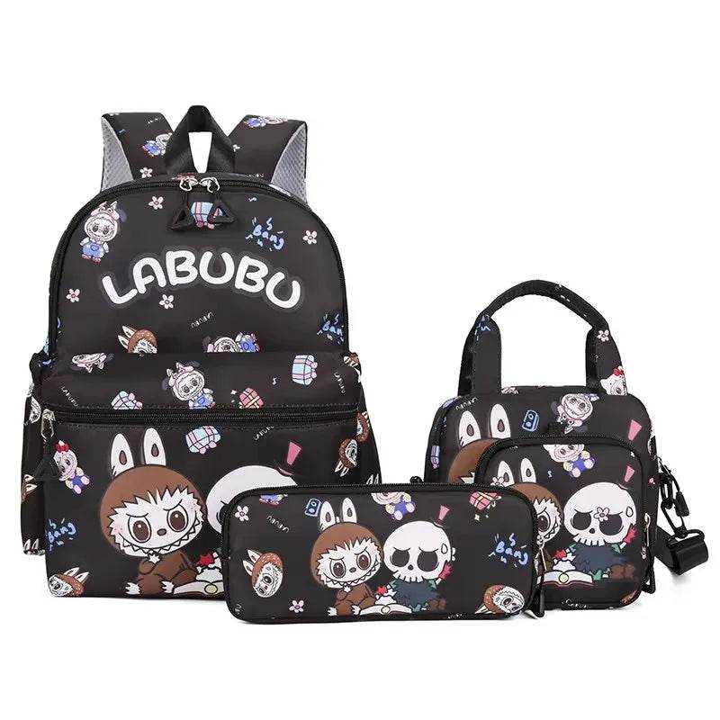 4Pcs School Bag Set For Elementary School Students Cartoon Printed Hello Kitty Kuromi Junior High School Backpack With Pen Bag - AIAZ