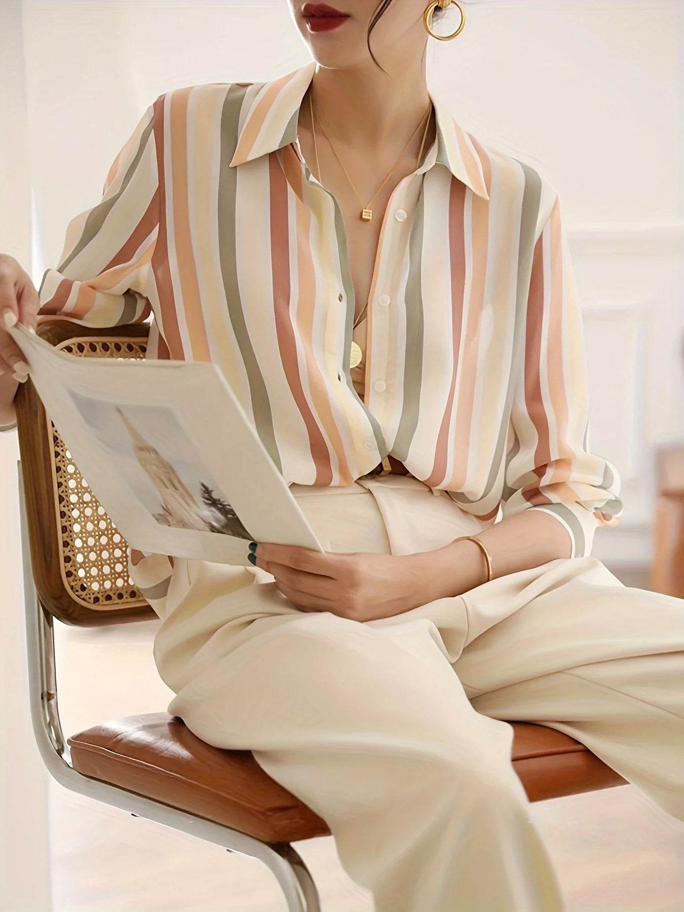 New Arrival Women Blusa Mujer for Spring Autumn Fashion Trendy Print Ladies' Button-Down Shirt for Work and Casual - AIAZ