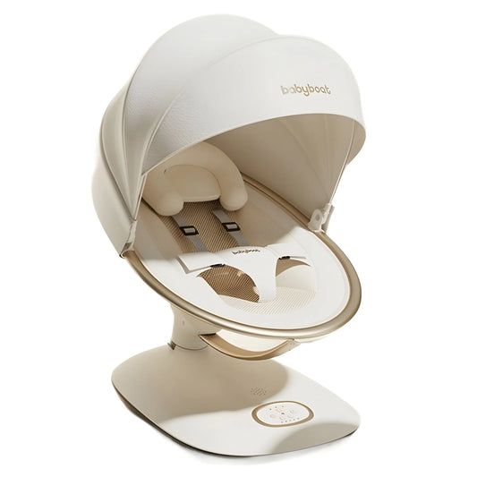 Baby Rocking Chair Electric Smart Wireless with Music & Timer Mosquito Net Baby Cradle Bassinet for Newborn Baby