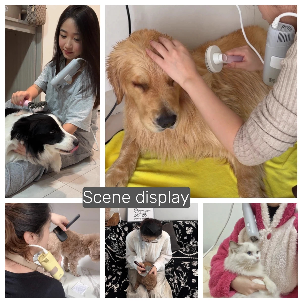 1400W EU Specific Pet Dryer Negative Ion 2-in-1 Hanging Neck/Handheld Hair Drying Blowing for Dog/Cat Bathing Drying&Shaping